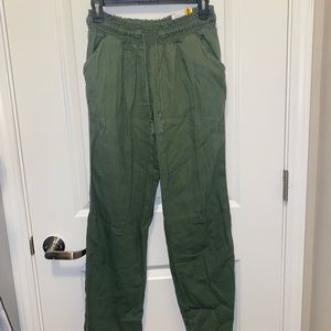 Army green wide leg pants